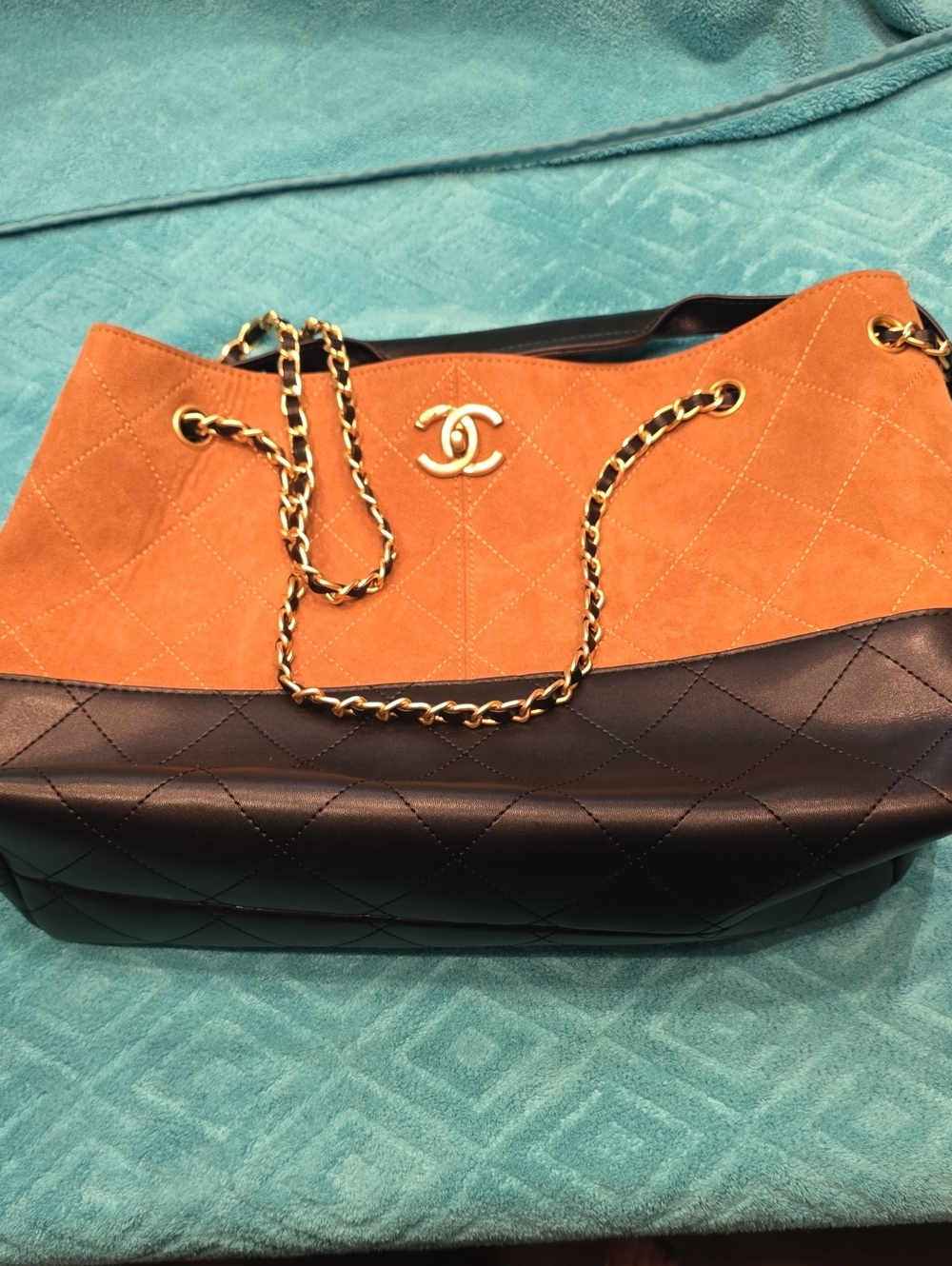 Leather And Suede Tote Bag